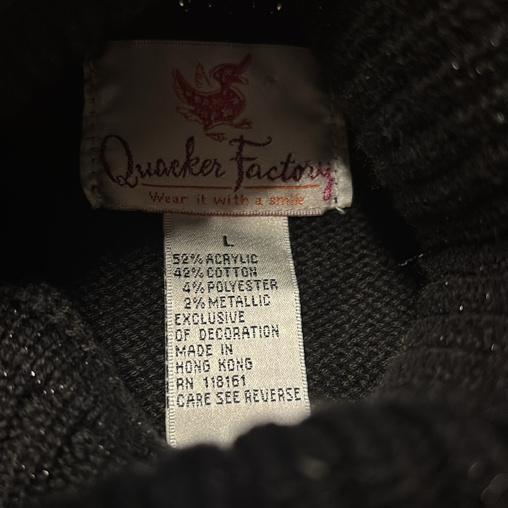 Quacker Factory Black Snowflake Turtleneck Sweate… - image 3